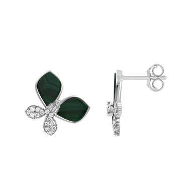 18K WHITE GOLD 3/8CT ROUND/BAGUETTE DIAMOND LADIES EARRINGS