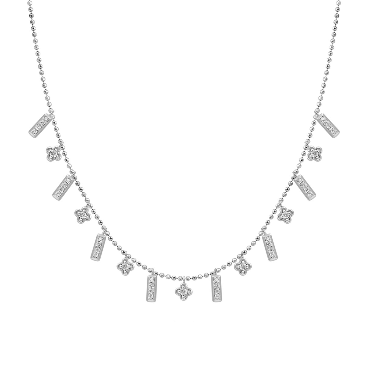 18K WHITE GOLD 1/2CT ROUND DIAMOND LADIES NECKLACE