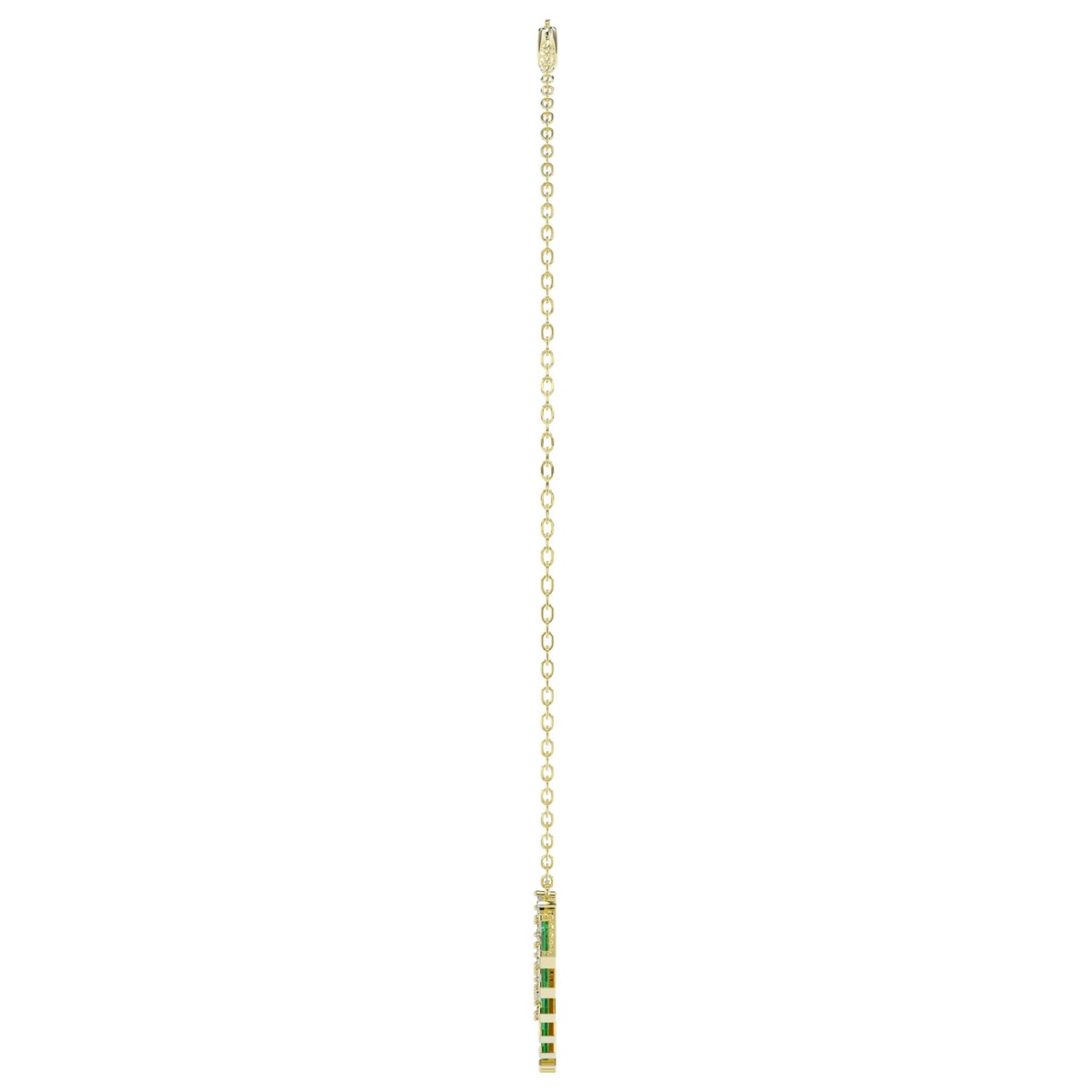 14K YELLOW GOLD 1 3/4CT ROUND/BAGUETTE DIAMOND LADIES NECKLACE (EMERALD DIAMOND 3/4CT)