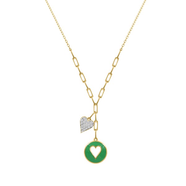 18K YELLOW GOLD 1/6CT ROUND DIAMOND LADIES NECKLAC...