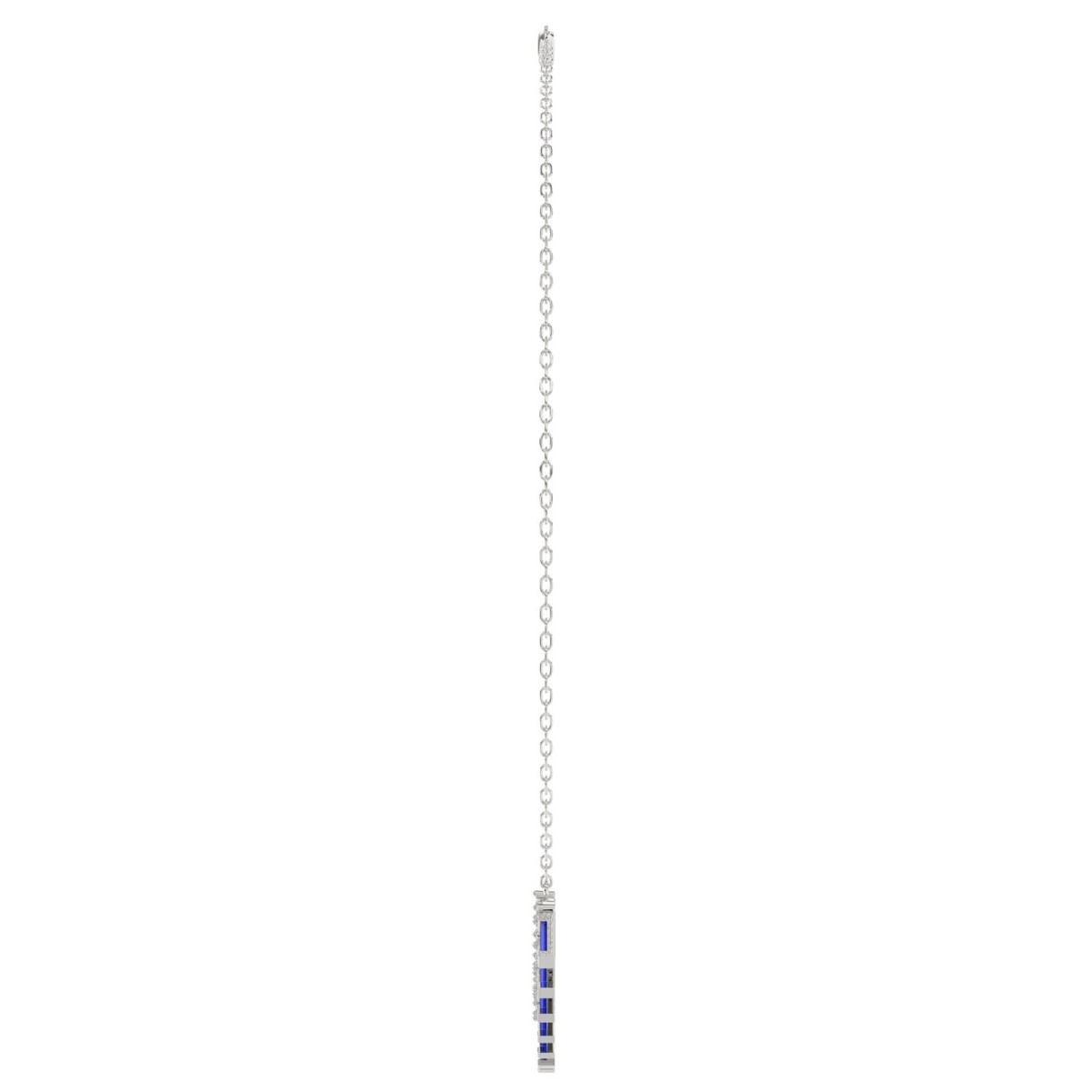 14K WHITE GOLD 7/8CT ROUND/BAGUETTE/PINK SAPPHIRE DIAMOND LADIES NECKLACE (BAGUETTE BLUE SAPPHIRE DIAMOND 3/4CT)