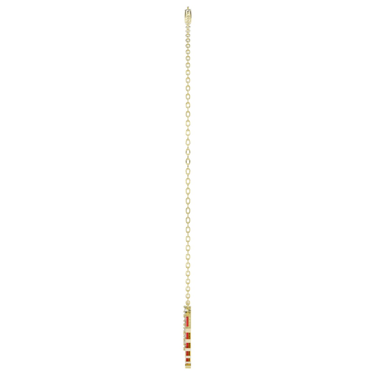 14K YELLOW GOLD 2 1/4CT ROUND/BAGUETTE/PINK SAPPHIRE DIAMOND LADIES NECKLACE (BAGUETTE RUBY DIAMOND 2CT)