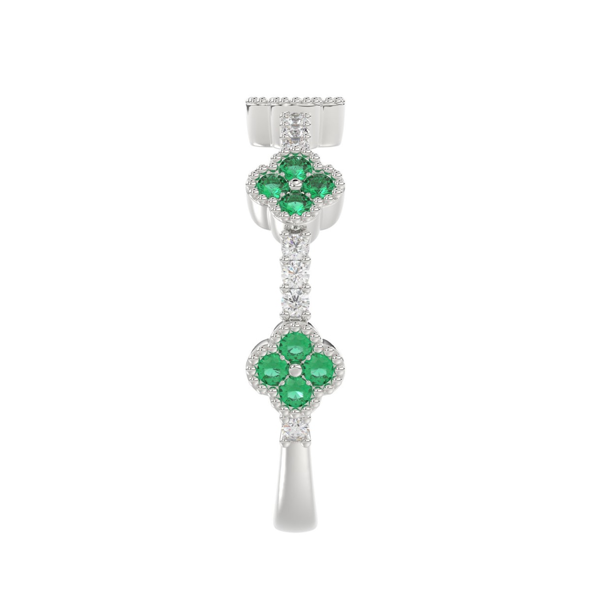 14K WHITE GOLD 1/2CT ROUND/PINK SAPPHIRE DIAMOND LADIES BAND (EMERALD ROUND DIAMOND 3/8CT)