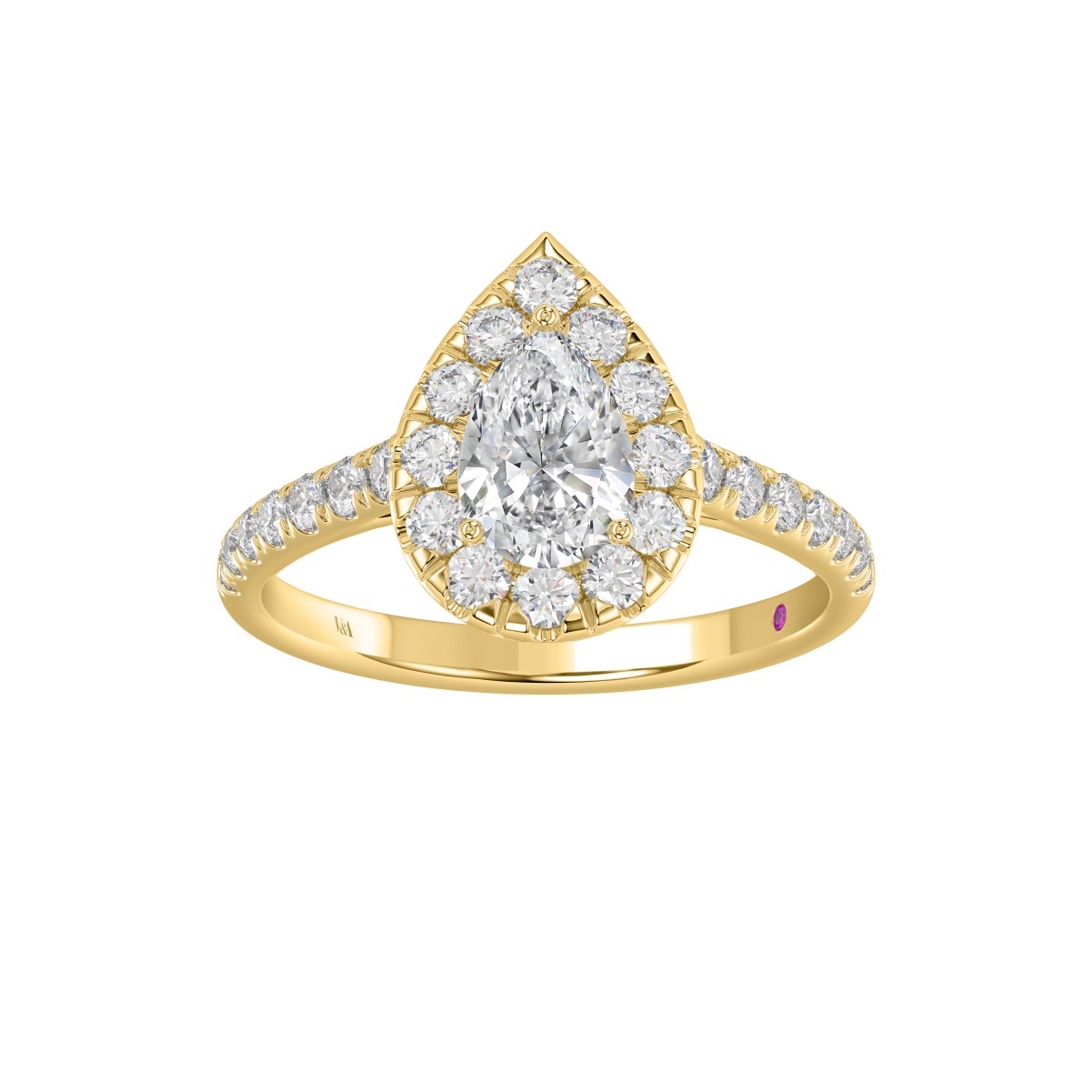 18K YELLOW GOLD 1 1/2CT ROUND/PEAR DIAMOND LADIES RING (CENTER STONE PEAR DIAMOND 3/4CT) 18K YELLOW GOLD 1 1/2CT ROUND/PEAR DIAMOND LADIES RING (CENTER STONE PEAR DIAMOND 3/4CT)