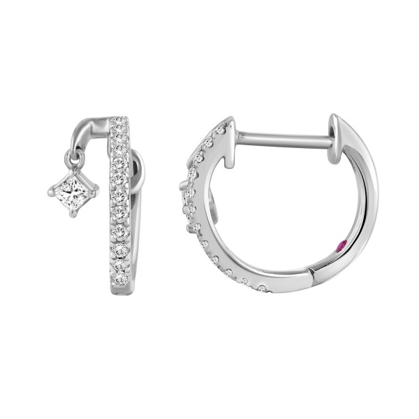 18K WHITE GOLD 1/4CT ROUND/PRINCESS DIAMOND LADIES...