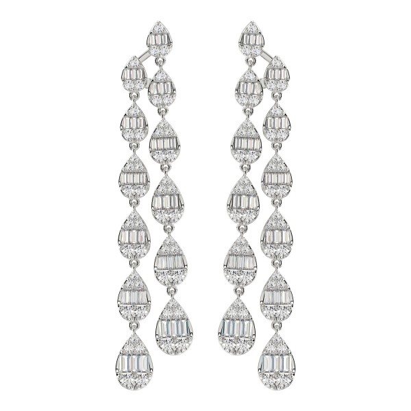 18K WHITE GOLD 1/2CT ROUND/BAGUETTE DIAMOND LADIES...