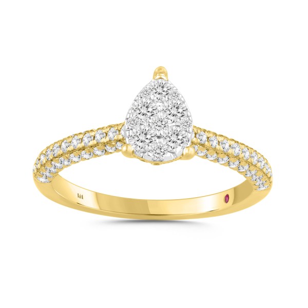 18K YELLOW GOLD 3/4CT ROUND DIAMOND LADIES RING ...