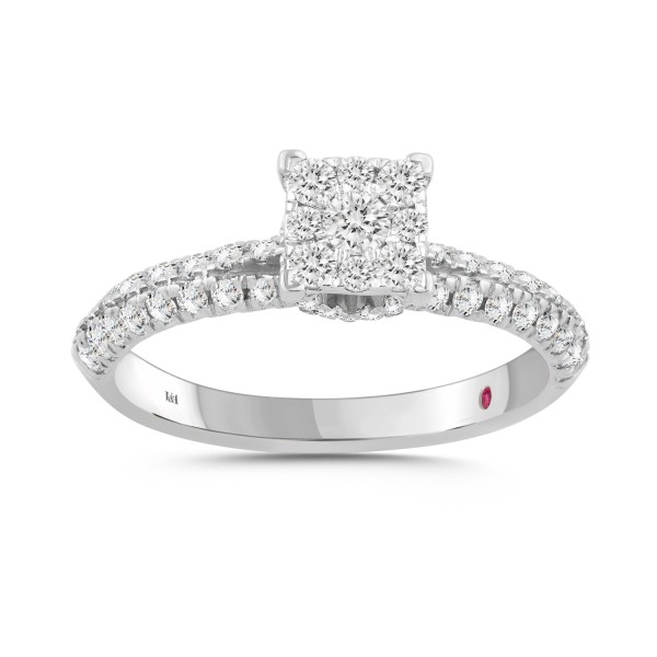 18K WHITE GOLD 3/4CT ROUND DIAMOND LADIES RING ...