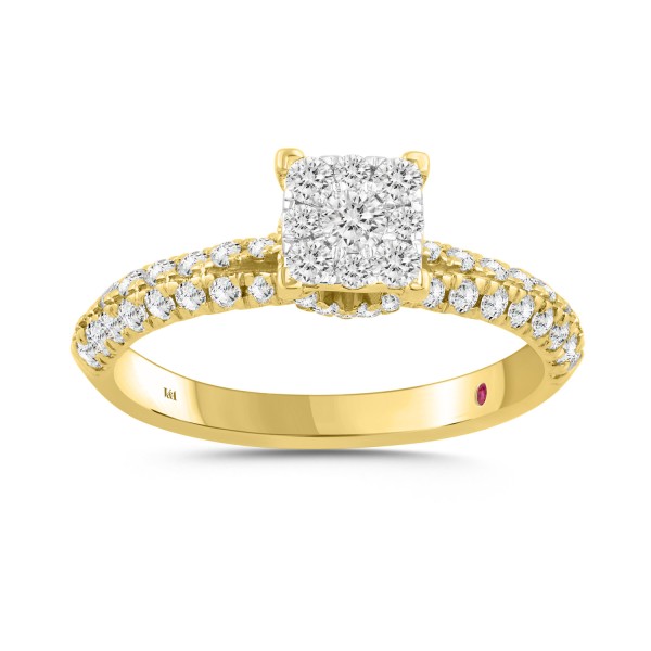 18K YELLOW GOLD 3/4CT ROUND DIAMOND LADIES RING ...