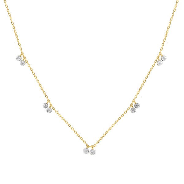 14K YELLOW GOLD 1/3CT ROUND DIAMOND LADIES NECKLAC...