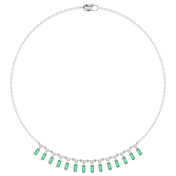 14K WHITE GOLD 1CT ROUND/BAGUETTE DIAMOND LADIES N...