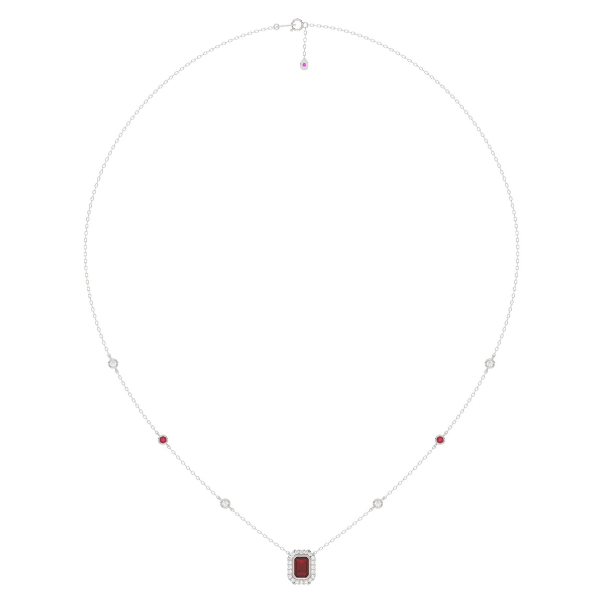 14K WHITE GOLD 7/8CT ROUND/RUBY DIAMOND LADIES NECKLACE (RUBY DIAMOND 1/5CT) 14K WHITE GOLD 7/8CT ROUND/RUBY DIAMOND LADIES NECKLACE (RUBY DIAMOND 1/5CT)