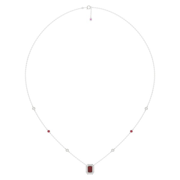 14K WHITE GOLD 7/8CT ROUND/RUBY DIAMOND LADIES NEC...