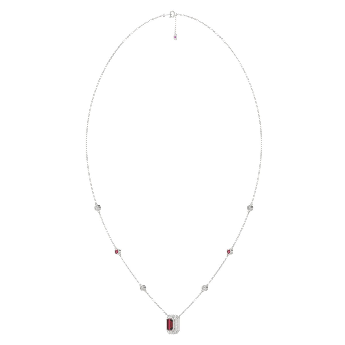 14K WHITE GOLD 7/8CT ROUND/RUBY DIAMOND LADIES NECKLACE (RUBY DIAMOND 1/5CT) 14K WHITE GOLD 7/8CT ROUND/RUBY DIAMOND LADIES NECKLACE (RUBY DIAMOND 1/5CT)