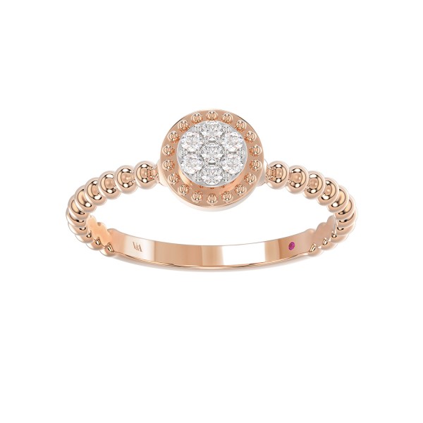 14K ROSE GOLD 1/10CT ROUND DIAMOND LADIES RING ...