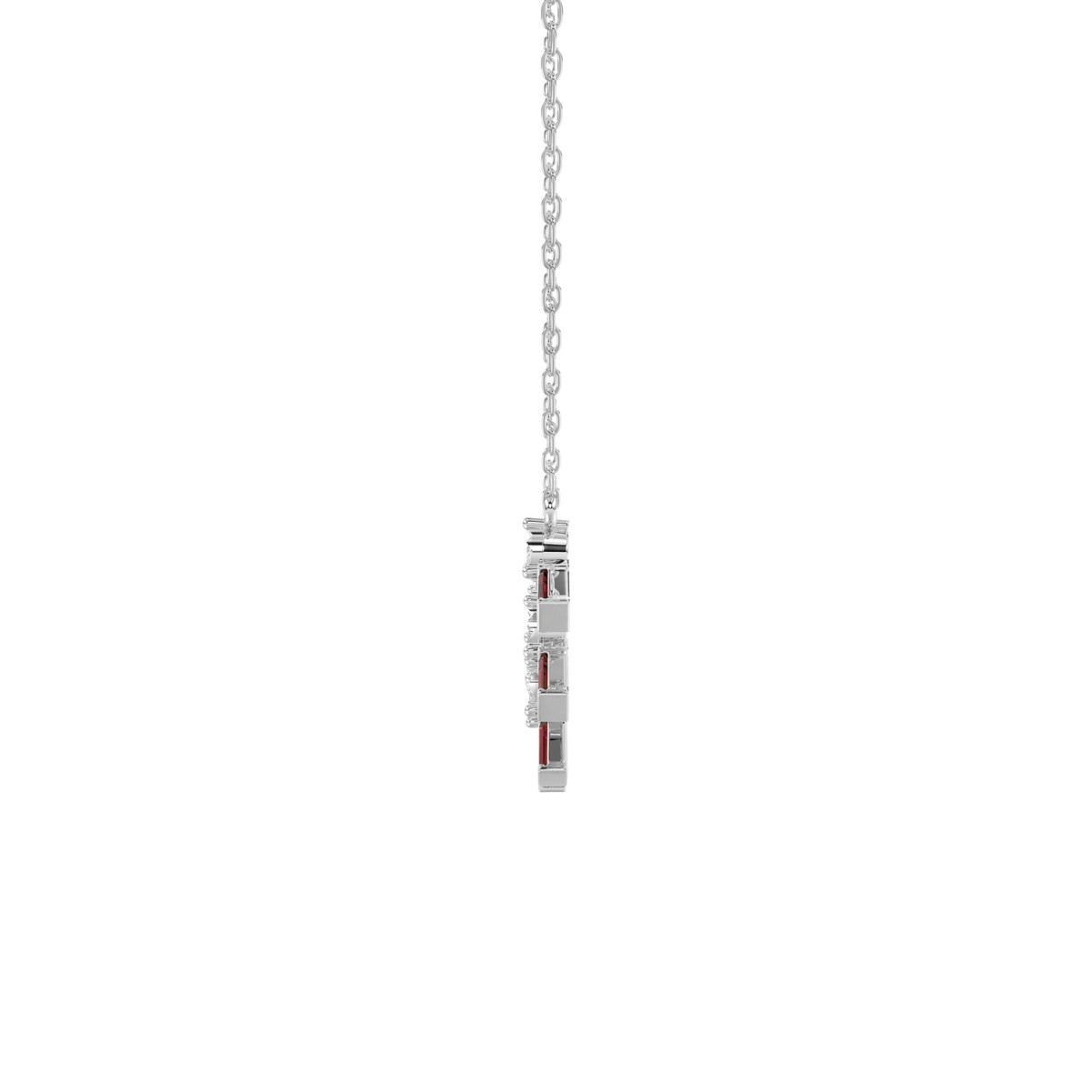 14K WHITE GOLD 1/2CT ROUND/BAGUETTE DIAMOND LADIES NECKLACE (RUBY DIAMOND 3/8CT) 14K WHITE GOLD 1/2CT ROUND/BAGUETTE DIAMOND LADIES NECKLACE (RUBY DIAMOND 3/8CT)