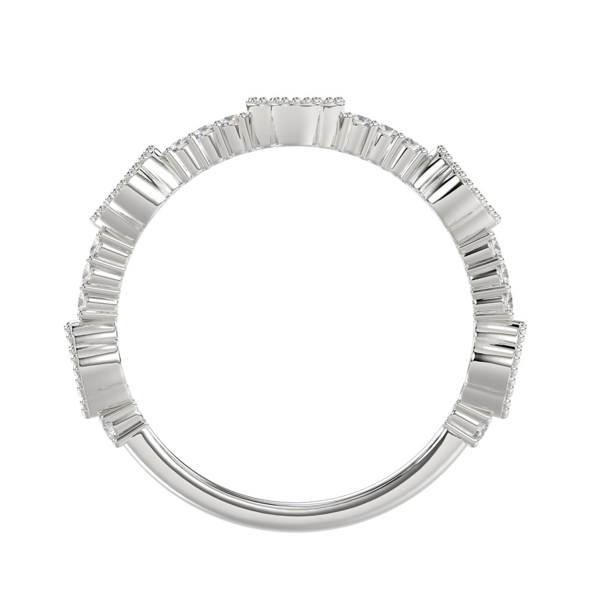 14K WHITE GOLD 1/2CT ROUND DIAMOND LADIES BAND (BLUE SAPPHIRE ROUND DIAMOND 1/3CT)