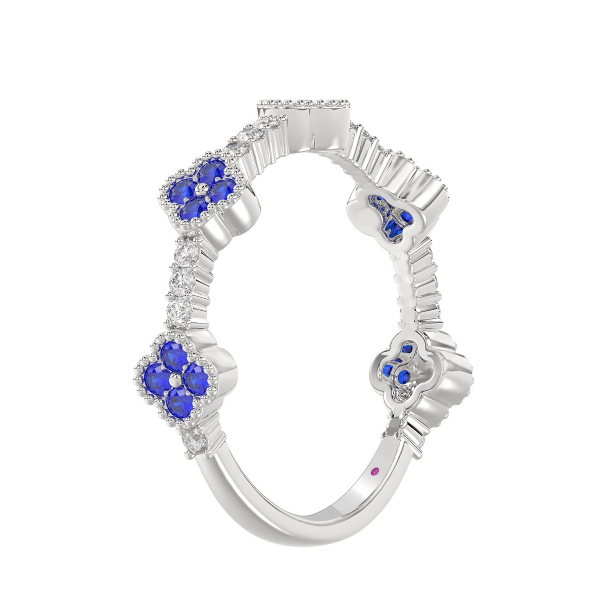 14K WHITE GOLD 1/2CT ROUND DIAMOND LADIES BAND (BLUE SAPPHIRE ROUND DIAMOND 1/3CT)
