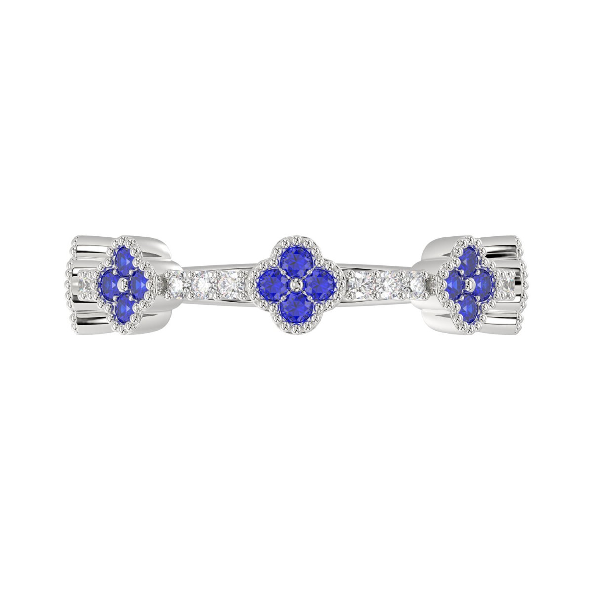 14K WHITE GOLD 1/2CT ROUND DIAMOND LADIES BAND (BLUE SAPPHIRE ROUND DIAMOND 1/3CT)