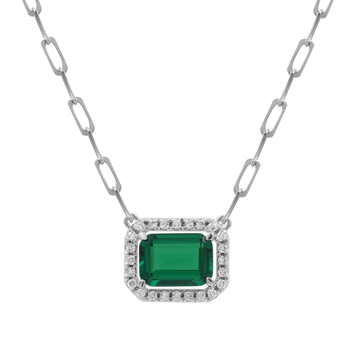 14K WHITE GOLD 1CT ROUND/EMERALD DIAMOND LADIES NECKLACE 14K WHITE GOLD 1CT ROUND/EMERALD DIAMOND LADIES NECKLACE