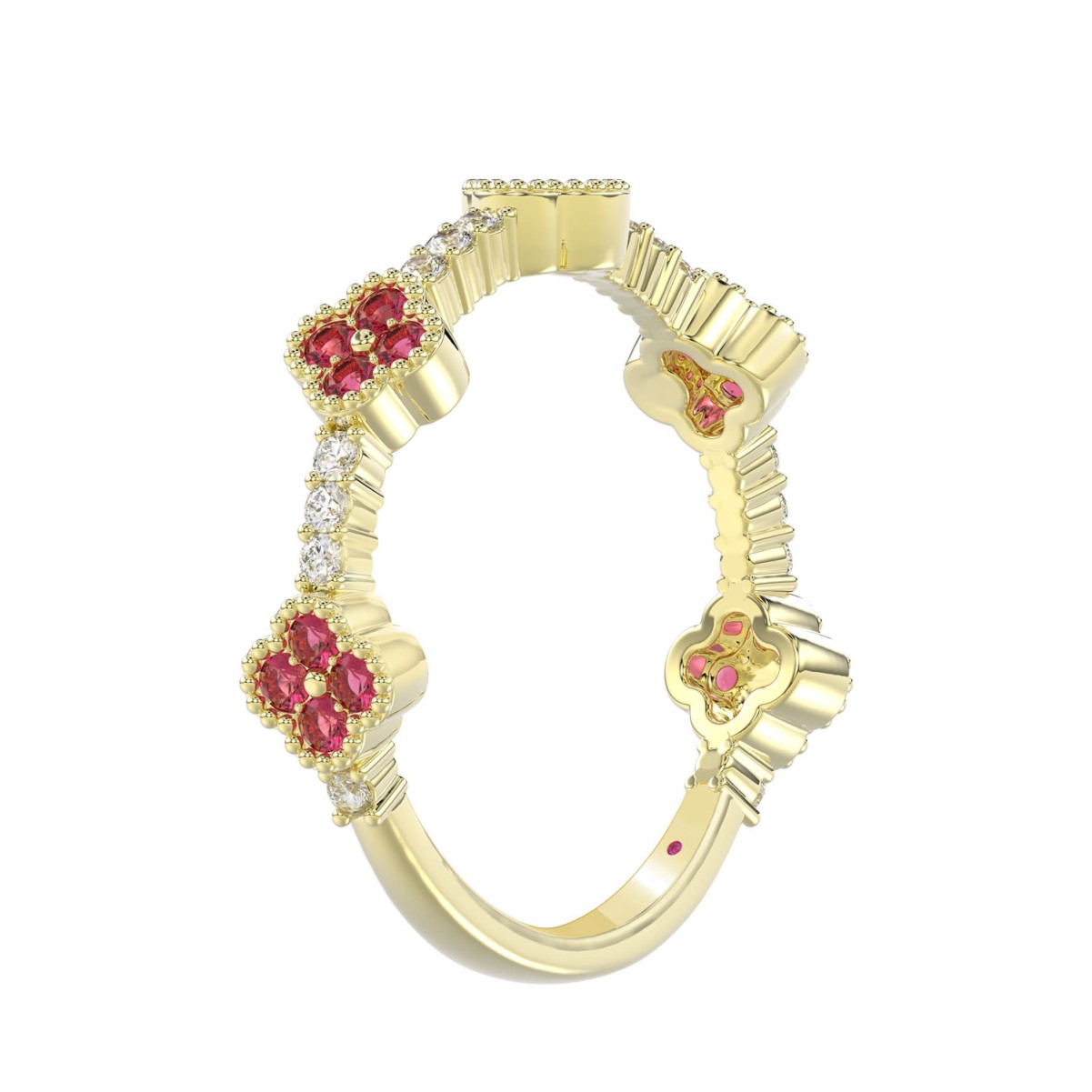 14K YELLOW GOLD 1/2CT ROUND DIAMOND LADIES BAND (RUBY DIAMOND 1/3CT)