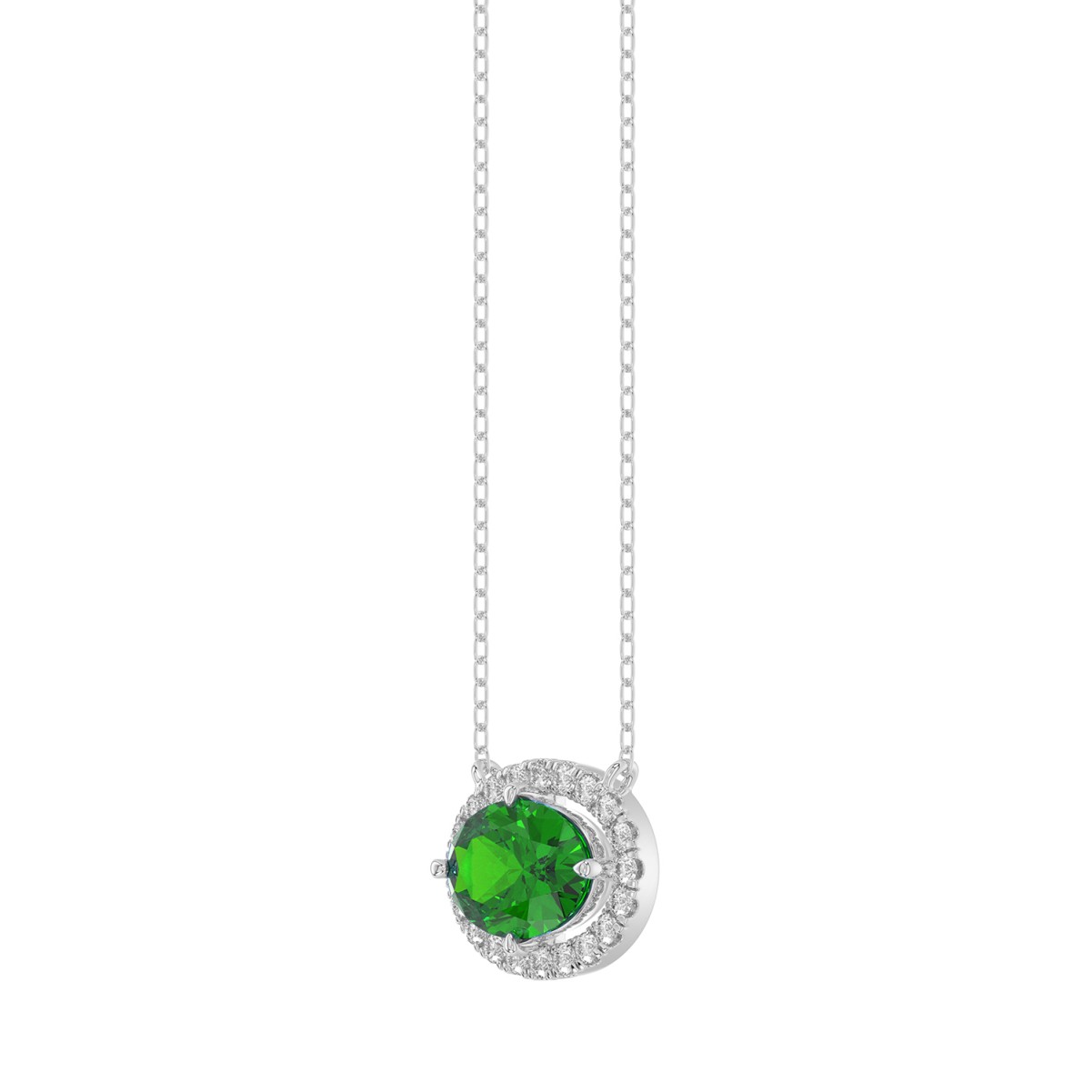 14K WHITE GOLD 7/8CT ROUND/OVAL DIAMOND LADIES NECKLACE (OVAL GREEN EMERALD DIAMOND 1/3CT) 14K WHITE GOLD 7/8CT ROUND/OVAL DIAMOND LADIES NECKLACE (OVAL GREEN EMERALD DIAMOND 1/3CT)