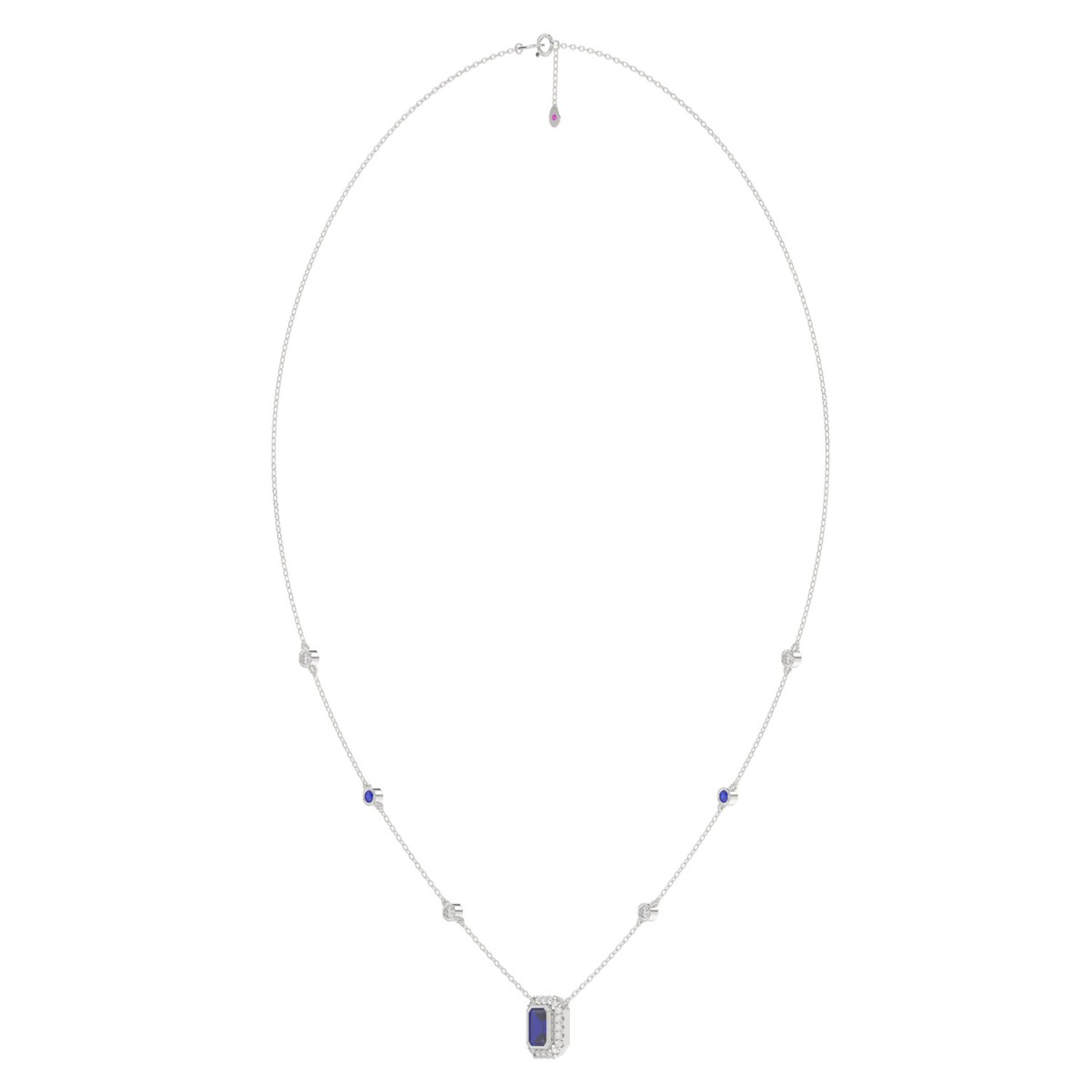 14K WHITE GOLD 7/8CT ROUND/EMERALD BLUE SAPPHIRE DIAMOND LADIES NECKLACE 14K WHITE GOLD 7/8CT ROUND/EMERALD BLUE SAPPHIRE DIAMOND LADIES NECKLACE