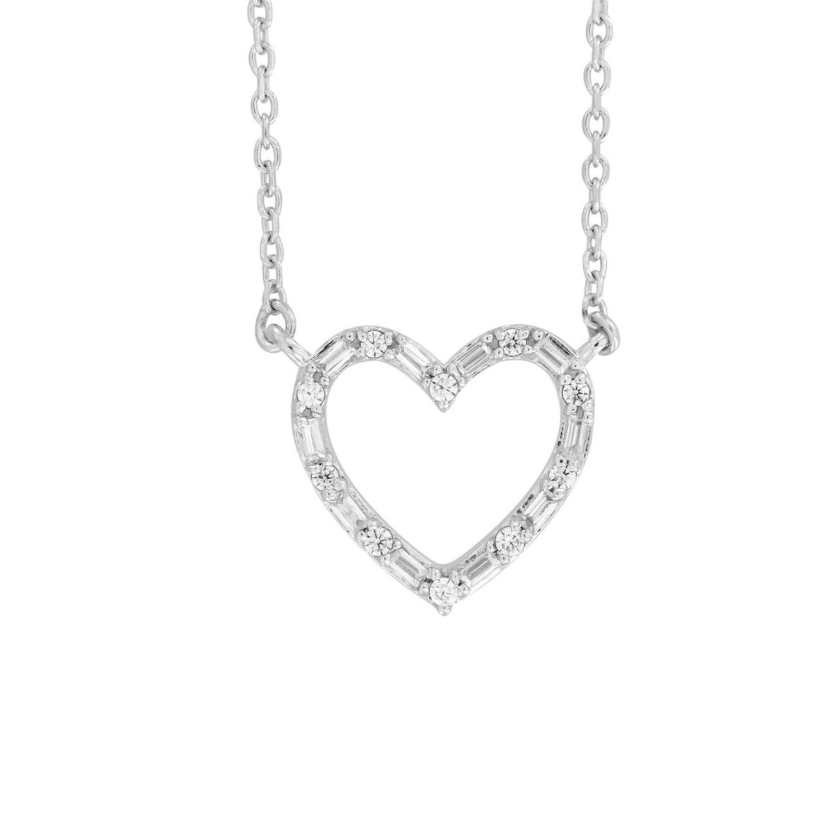 10K WHITE GOLD 1/5CT ROUND/BAGUETTE DIAMOND LADIES PENDANT WITH CHAIN 10K WHITE GOLD 1/5CT ROUND/BAGUETTE DIAMOND LADIES PENDANT WITH CHAIN