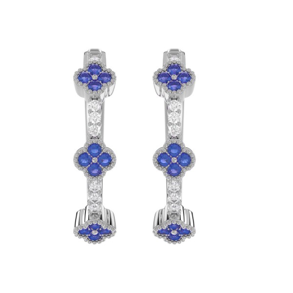 14K WHITE GOLD 1/2CT ROUND DIAMOND LADIES HOOP EAR...