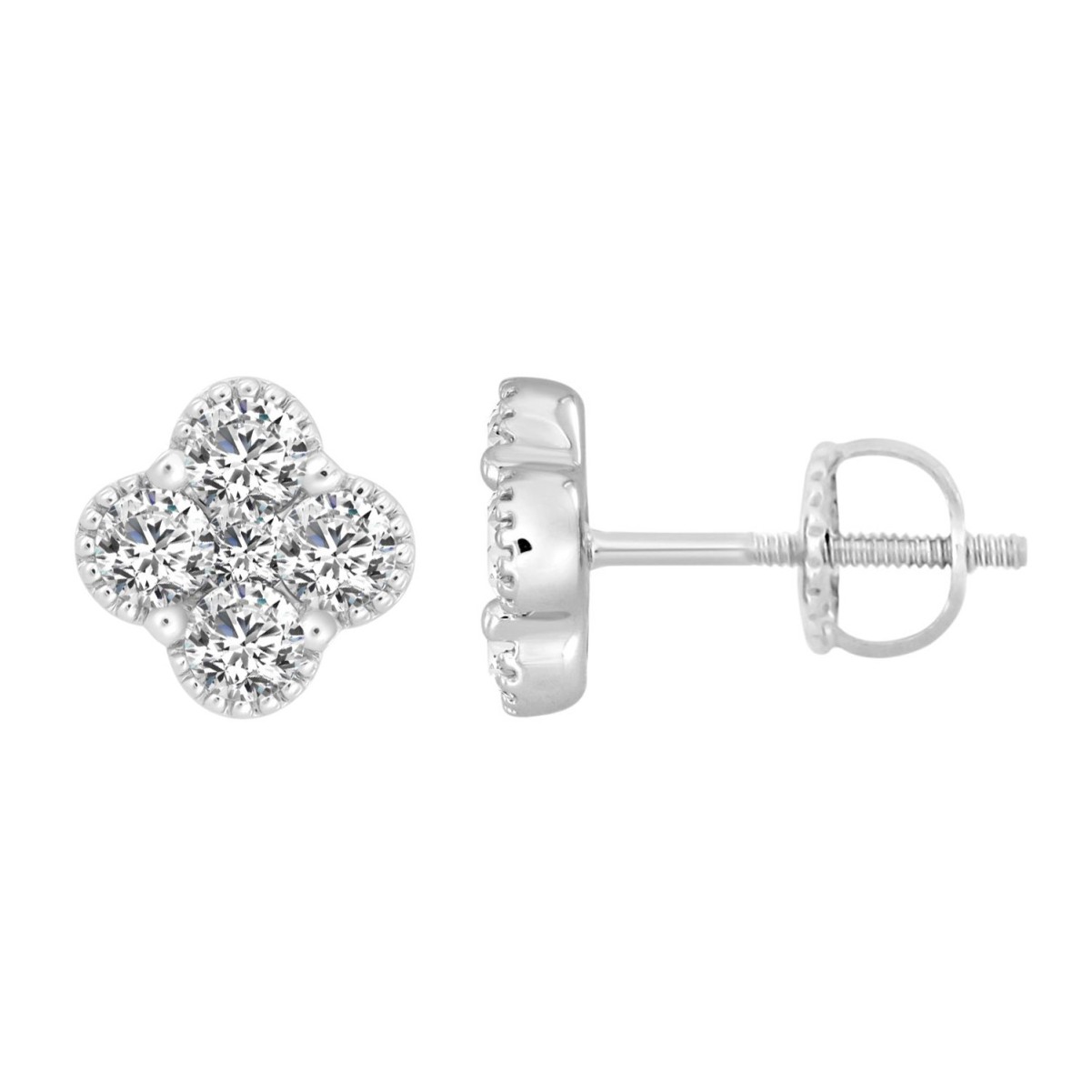 14K WHITE GOLD 1/2CT ROUND DIAMOND LADIES EARRINGS 14K WHITE GOLD 1/2CT ROUND DIAMOND LADIES EARRINGS