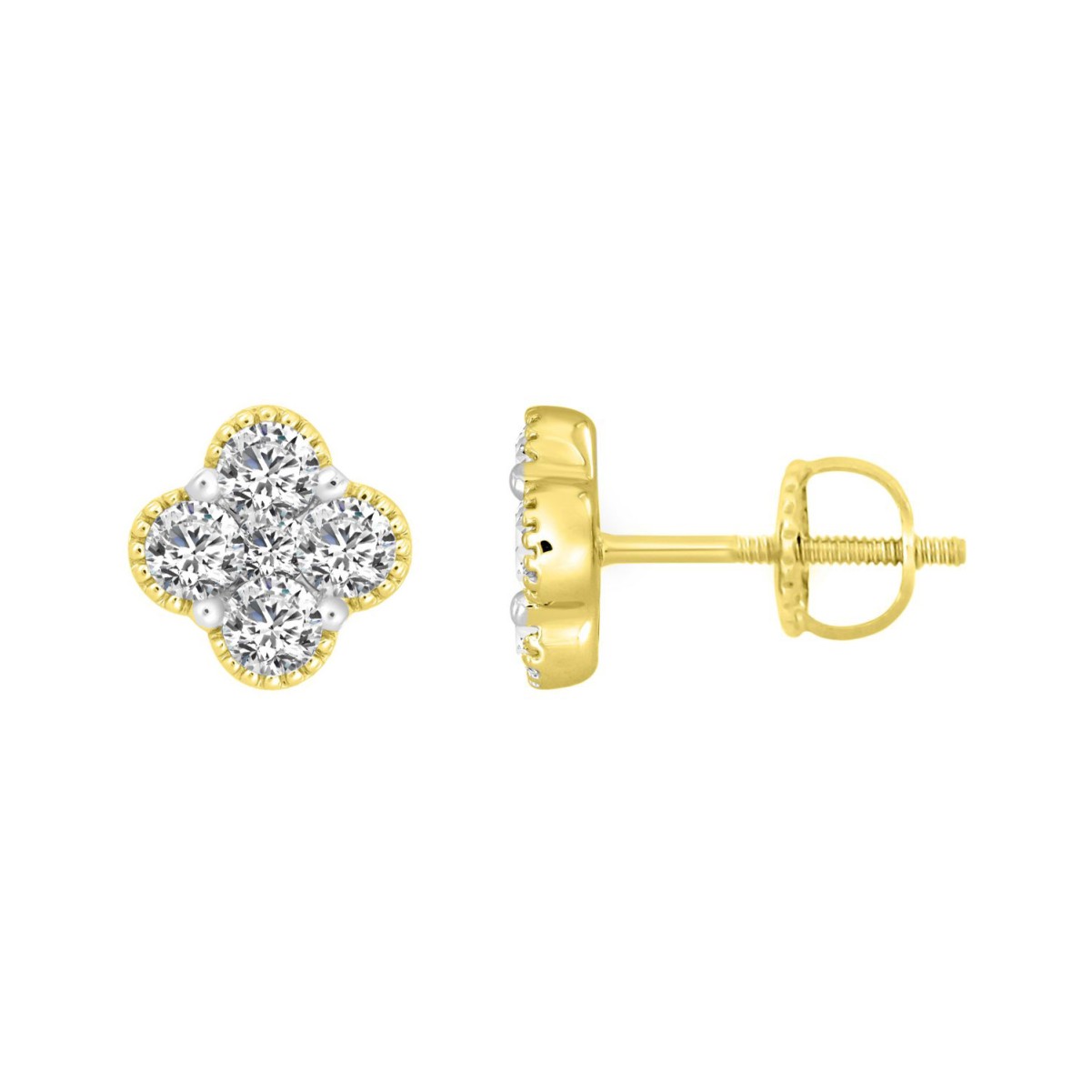 14K YELLOW GOLD 1/2CT ROUND DIAMOND LADIES EARRINGS 14K YELLOW GOLD 1/2CT ROUND DIAMOND LADIES EARRINGS