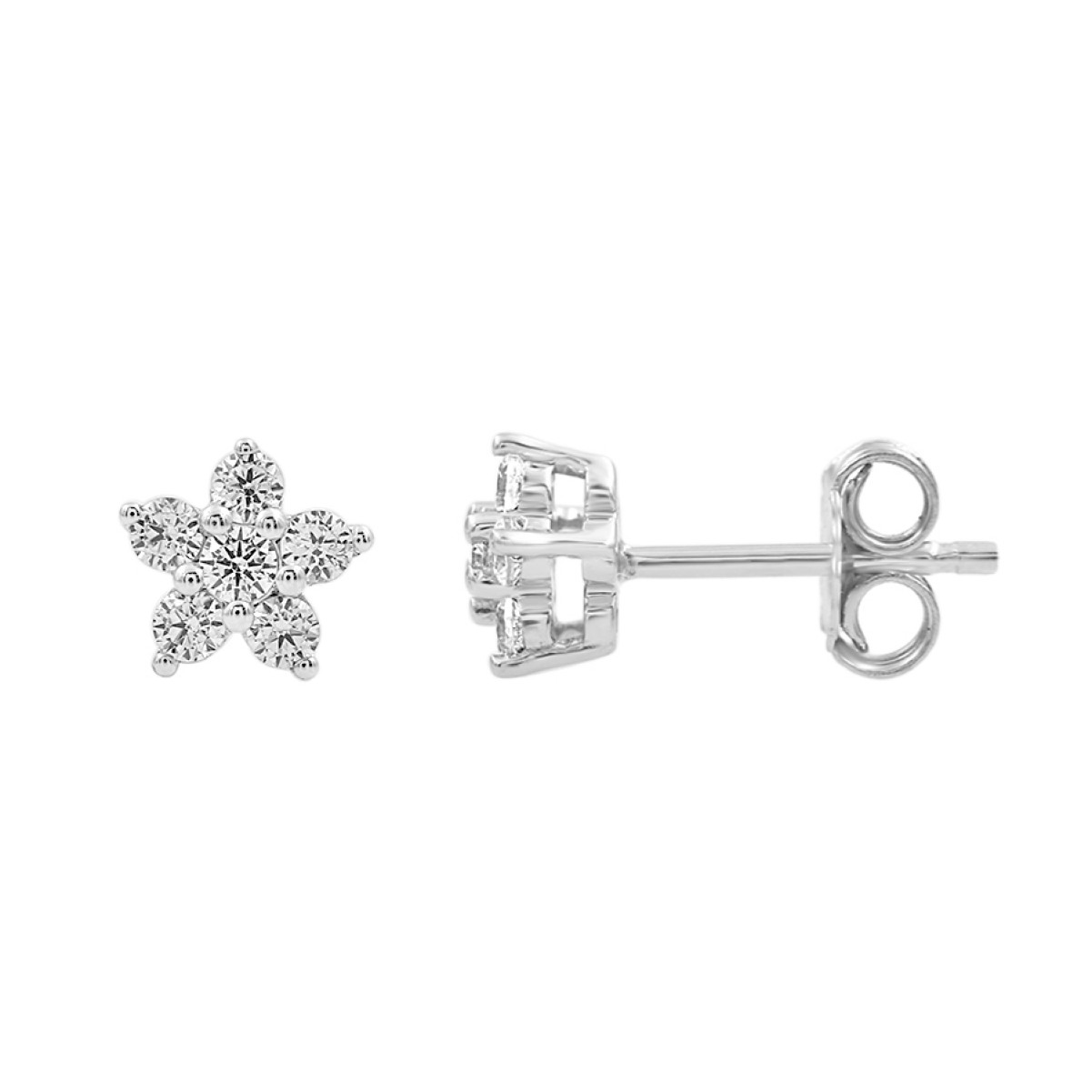 14K WHITE GOLD 1/2CT ROUND/PINK SAPPHIRE DIAMOND LADIES EARRINGS 14K WHITE GOLD 1/2CT ROUND/PINK SAPPHIRE DIAMOND LADIES EARRINGS