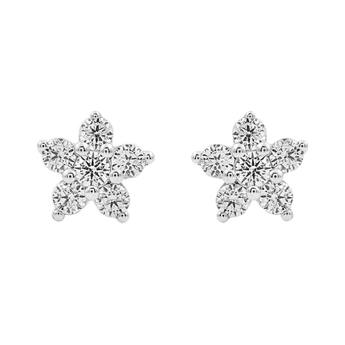 14K WHITE GOLD 1.00CT ROUND DIAMOND LADIES EARRINGS (RUBY DIAMOND)