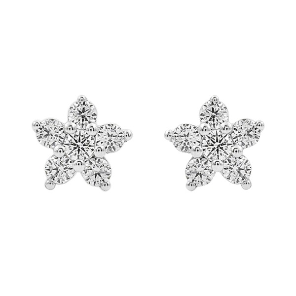 14K WHITE GOLD 1.00CT ROUND DIAMOND LADIES EARRING...