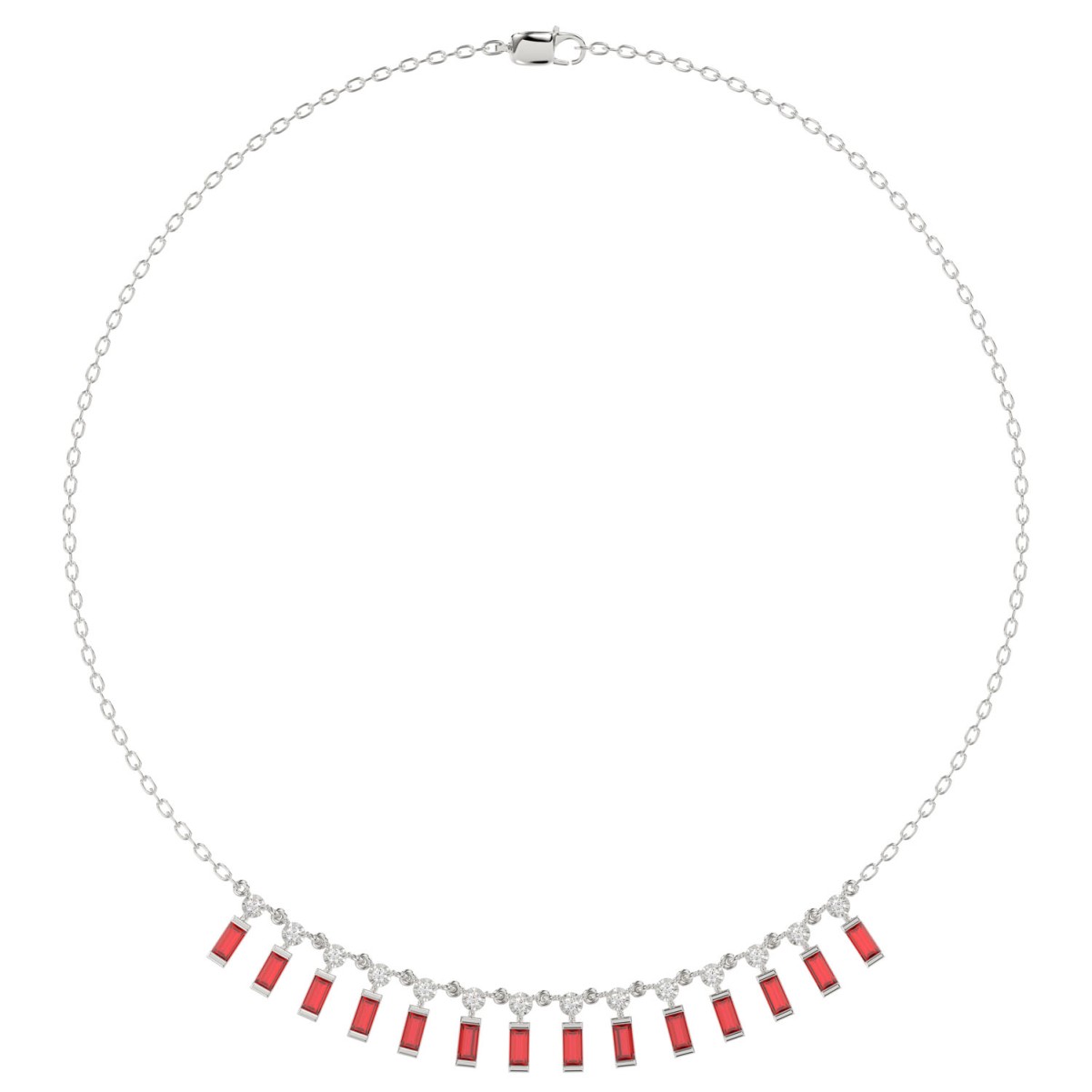 14K WHITE GOLD 2 1/4CT ROUND/BAGUETTE DIAMOND LADIES NECKLACE (RUBY DIAMOND 2CT) 14K WHITE GOLD 2 1/4CT ROUND/BAGUETTE DIAMOND LADIES NECKLACE (RUBY DIAMOND 2CT)