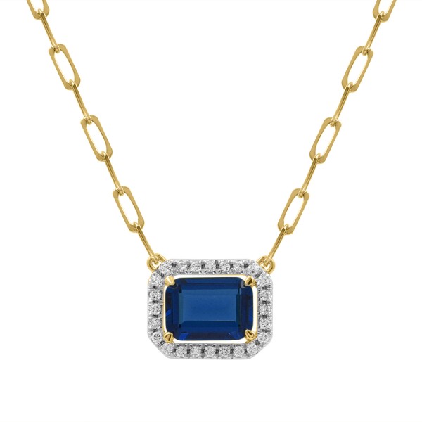 14K YELLOW GOLD 1 1/5CT ROUND/EMERALD BLUE SAPPHIR...