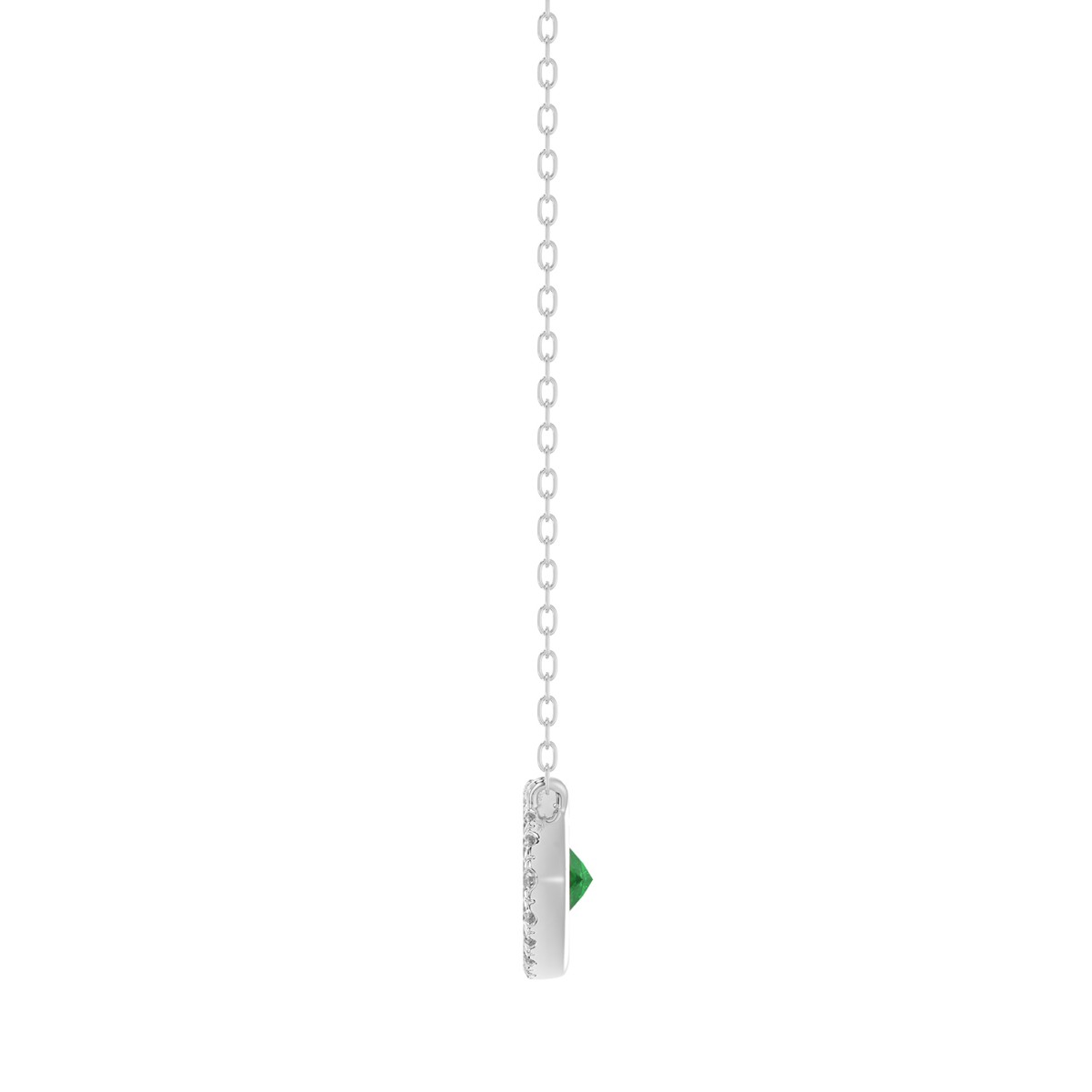 14K WHITE GOLD 3/4CT ROUND/EMERALD GREEN MARQUISE DIAMOND LADIES NECKLACE 