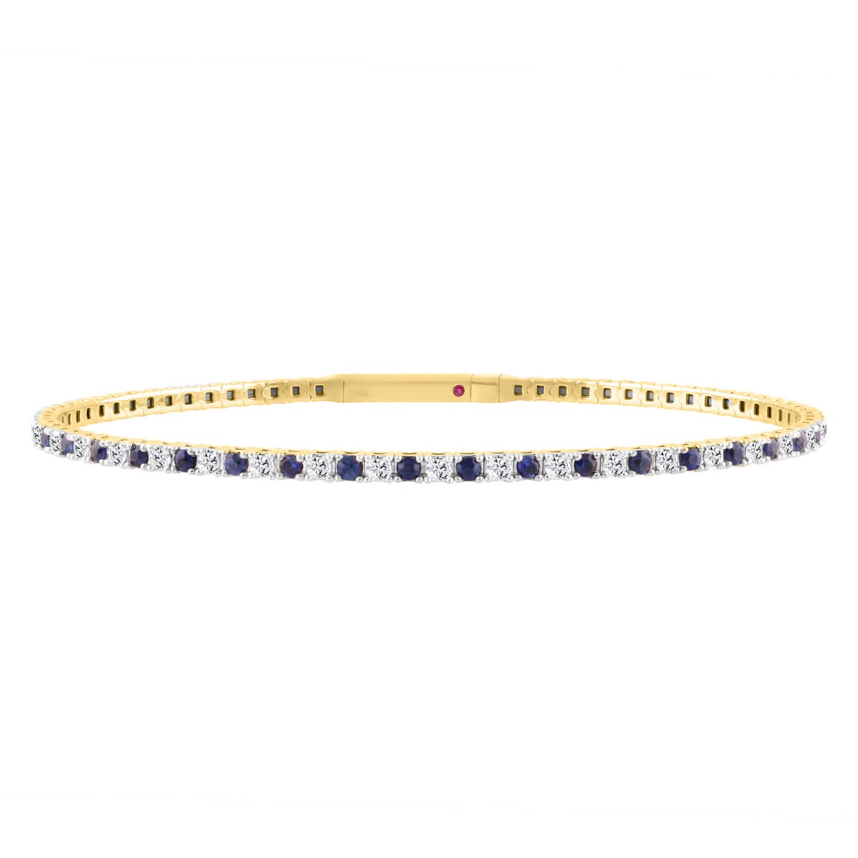 14K YELLOW GOLD 2 1/2CT ROUND DIAMOND LADIES FLEXIBLE BANGLE (BLUE SAPPHIRE ROUND 1 1/2CT) 14K YELLOW GOLD 2 1/2CT ROUND DIAMOND LADIES FLEXIBLE BANGLE (BLUE SAPPHIRE ROUND 1 1/2CT)