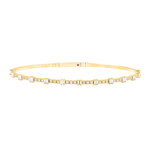 14K YELLOW GOLD 1 1/6CT ROUND/BAGUETTE DIAMOND LAD...