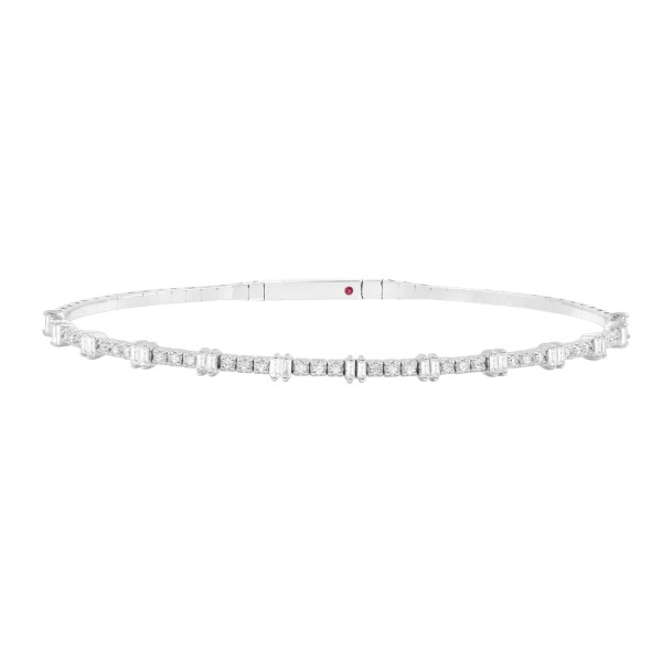14K WHITE GOLD 1 1/6CT ROUND/BAGUETTE DIAMOND LADI...