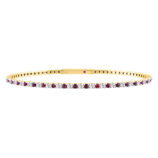 14K YELLOW GOLD 2 1/2CT ROUND/ROUND RUBY DIAMOND L...