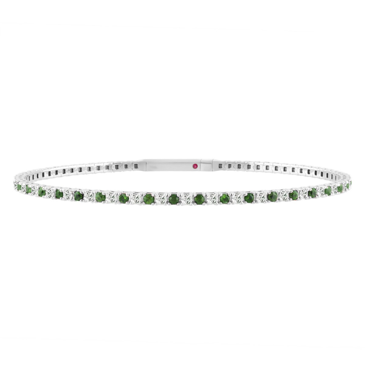 14K WHITE GOLD 2 1/2CT ROUND/ROUND EMERALD DIAMOND LADIES FLEXIBLE BANGLE 14K WHITE GOLD 2 1/2CT ROUND/ROUND EMERALD DIAMOND LADIES FLEXIBLE BANGLE