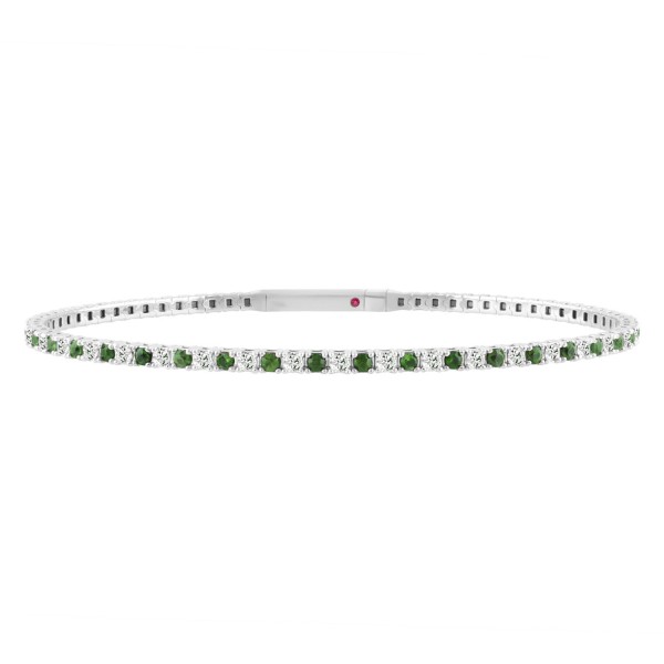 14K WHITE GOLD 2 1/2CT ROUND/ROUND EMERALD DIAMOND...