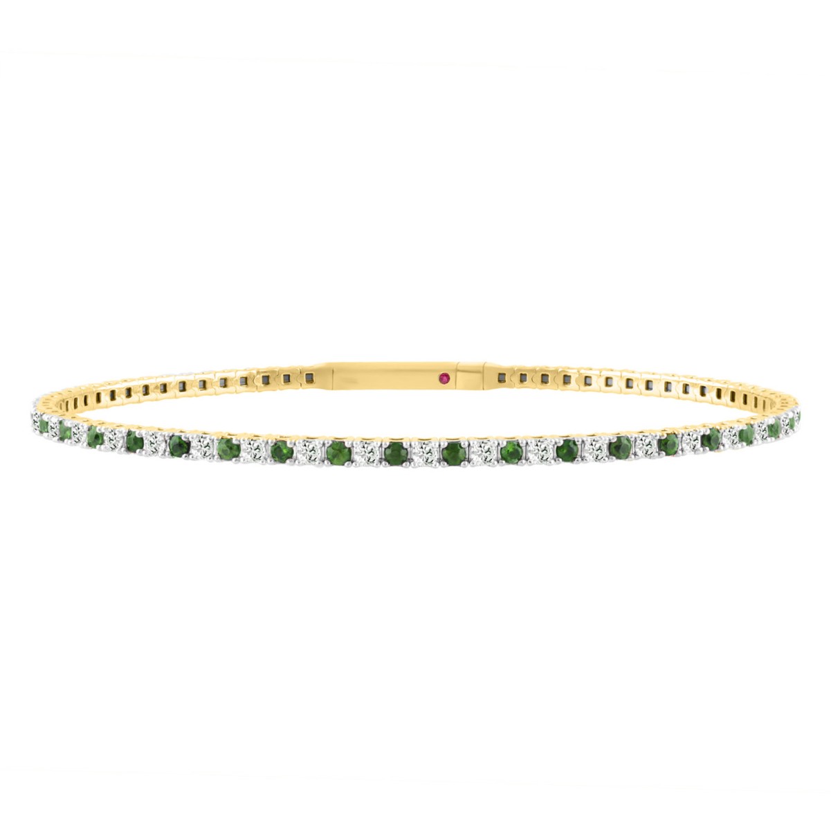 14K YELLOW GOLD 2 1/2CT ROUND/ROUND EMERALD DIAMOND LADIES FLEXIBLE BANGLE 14K YELLOW GOLD 2 1/2CT ROUND/ROUND EMERALD DIAMOND LADIES FLEXIBLE BANGLE