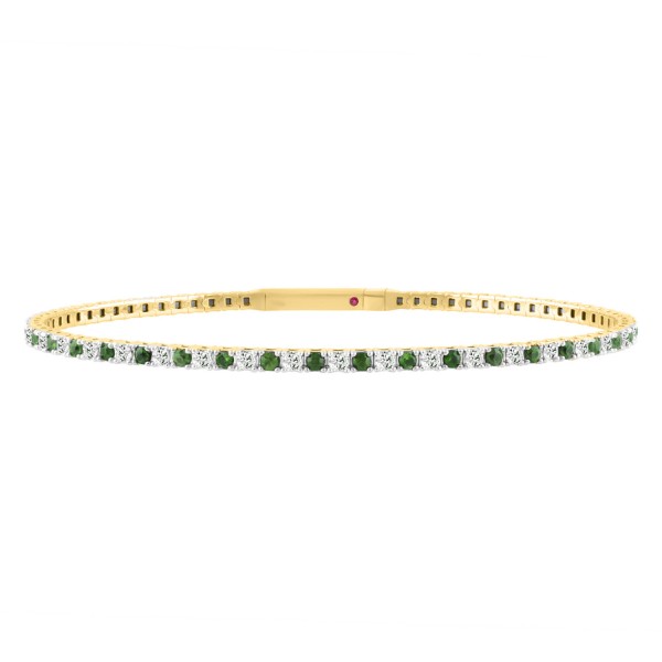 14K YELLOW GOLD 2 1/2CT ROUND/ROUND EMERALD DIAMON...