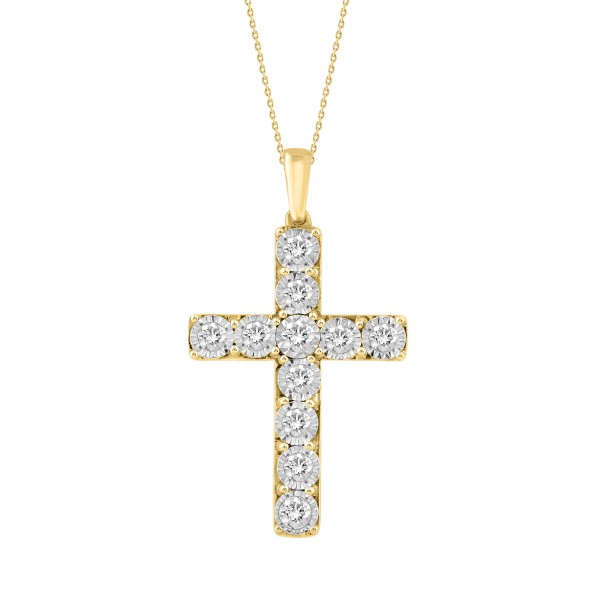 10K YELLOW GOLD 1/4CT ROUND DIAMOND LADIES PENDANT...