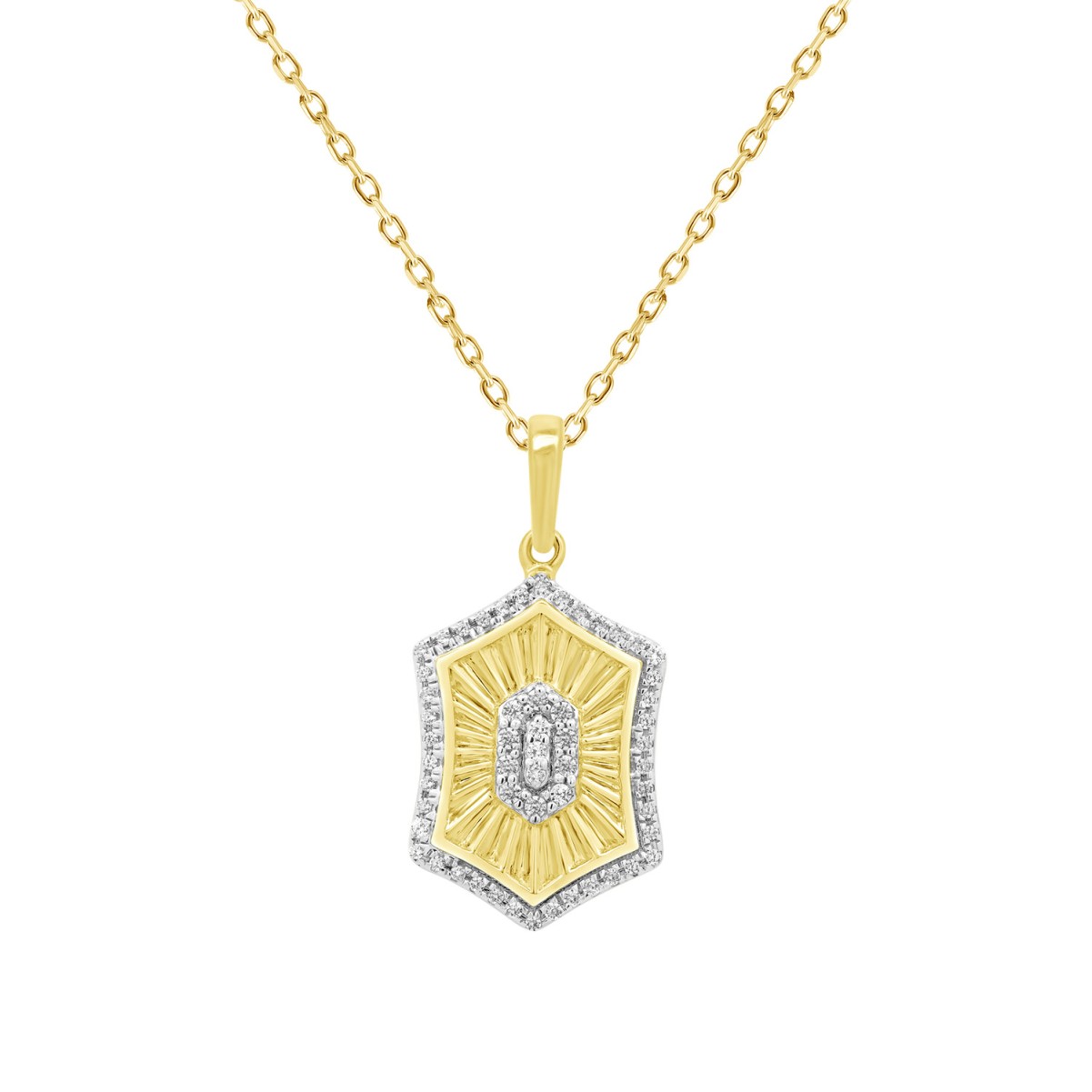 10K YELLOW GOLD 1/6CT ROUND DIAMOND LADIES PENDANT WITH CHAIN 