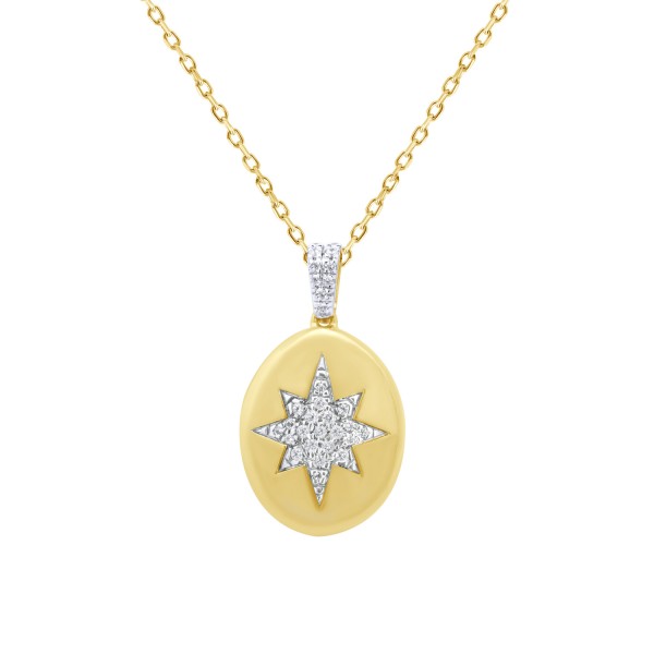 10K YELLOW GOLD 1/10CT ROUND DIAMOND LADIES PENDAN...