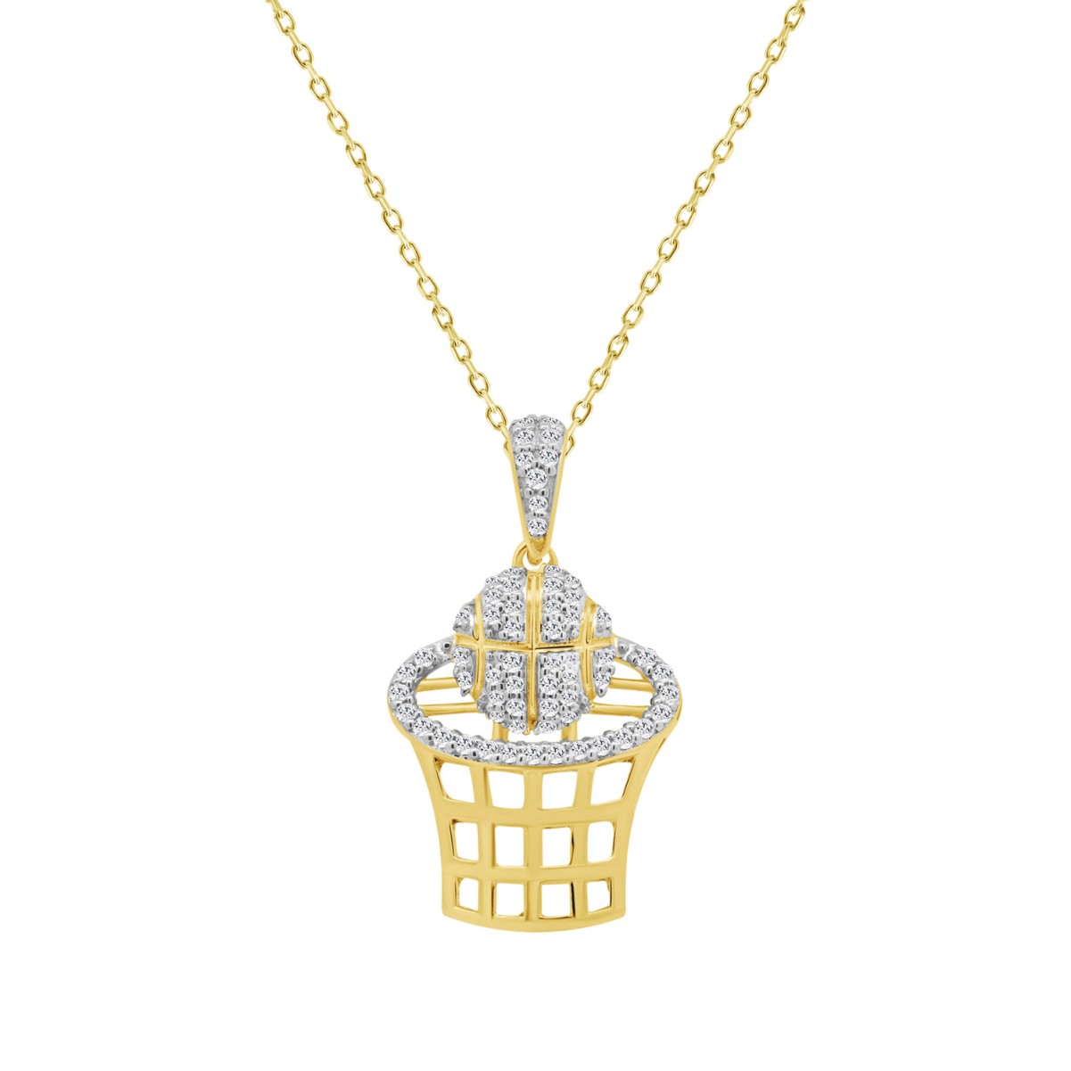 10K YELLOW GOLD 1/6CT ROUND DIAMOND LADIES PENDANT WITH CHAIN 