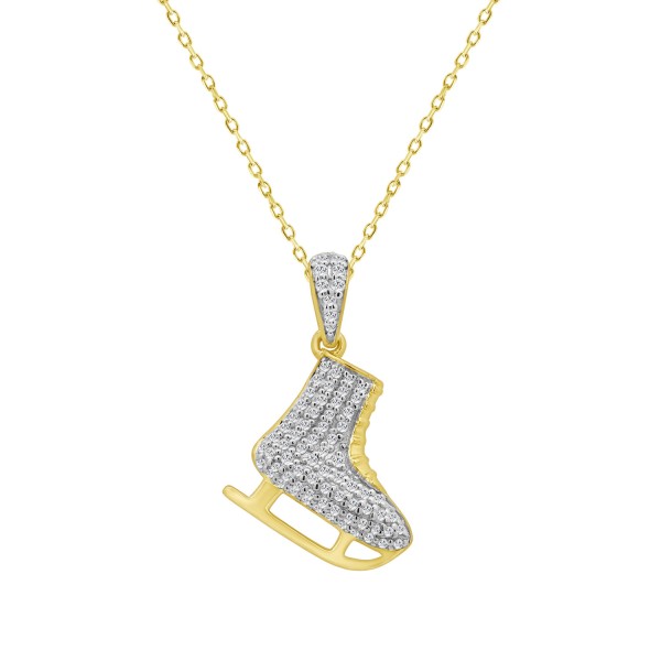 10K YELLOW GOLD 1/5CT ROUND DIAMOND LADIES PENDANT...